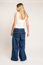 Indigo Stonewash Cargo Jeans